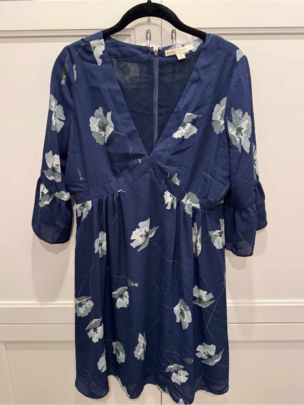 Paper Crown Blue Floral V-Neck Dress